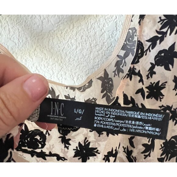 NWT| INC International Concepts Sheer Velvet Floral Bodysuit Size L - Picture 7 of 7